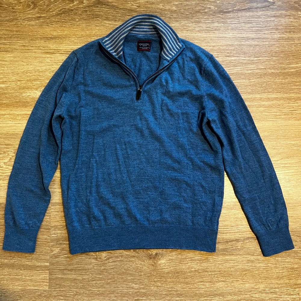 UNTUCKit Men's Navy Zip-Up Sweater